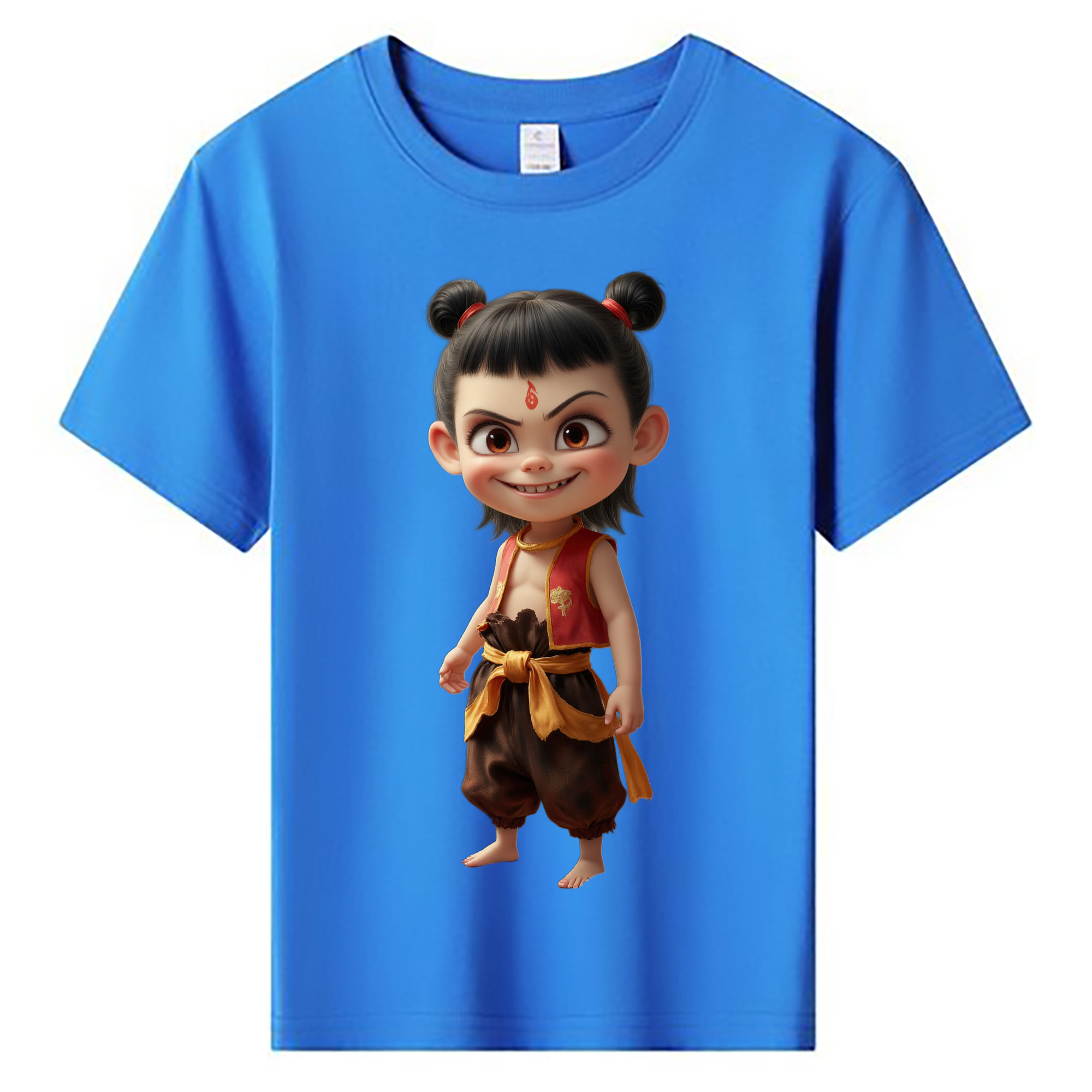 （画像用） Ne Zha 2 ナタ 魔童の大暴れ 綿100％キッズTシャツ（フロントプリント）
